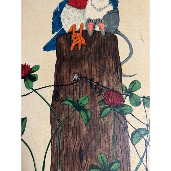 Mouse & Bird Peep & Squeak Painting On Art Board Hand Painted 1984 - Picture 3 of 6
